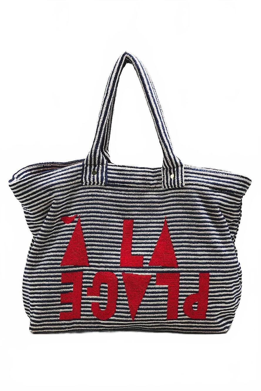 NEW CLARE V. women's la plage tote bag in terry stripe